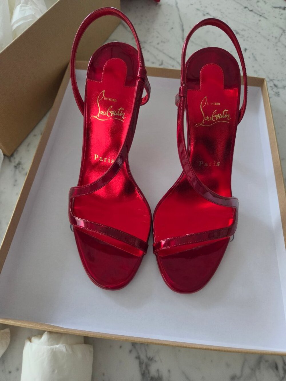 Christian Louboutin Rosalie 100 Red Sandals